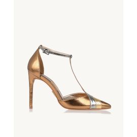 Scarpin Salto Alto Metalizado Old Gold