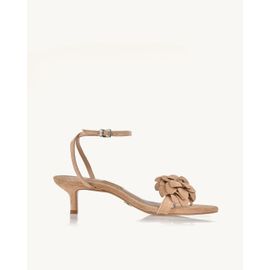 Sandália Salto Médio Chamois Nude