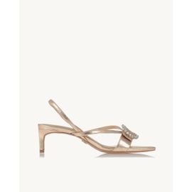 Sandália Salto Médio Metalizado Ouro Light