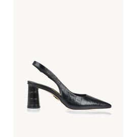 Slingback Salto Médio Aligator Preta