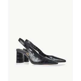 Slingback Salto Médio Aligator Preta