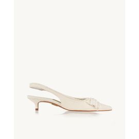 Slingback Salto Médio Lona Cru