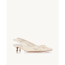 Slingback Salto Médio Lona Cru