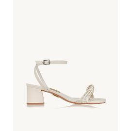 Sandália Salto Médio Trança Off White