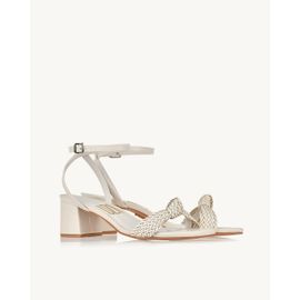 Sandália Salto Médio Trança Off White