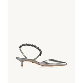 Slingback Salto Médio Metalizado Old Silver
