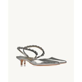 Slingback Salto Médio Metalizado Old Silver