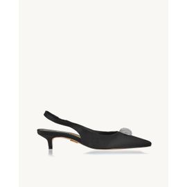 Slingback Salto Médio Satin Preta