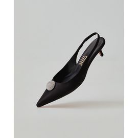 Slingback Salto Médio Satin Preta