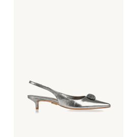 Slingback Salto Médio Metalizado Old Silver