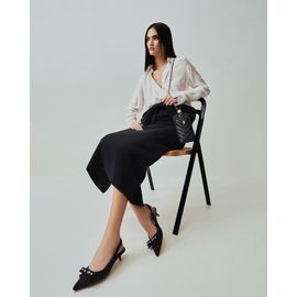 Slingback Salto Médio Lona Preta