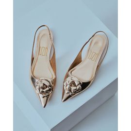 Slingback Metalizado Ouro Light