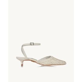 Slingback Salto Médio Trança Off White