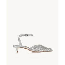 Slingback Salto Médio Trança Prata