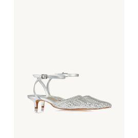Slingback Salto Médio Trança Prata
