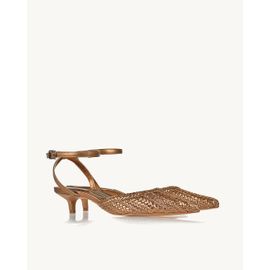 Slingback Salto Médio Trança Bronze