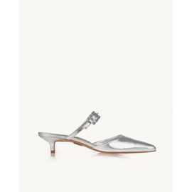 Slingback Salto Médio Metalizado Silver