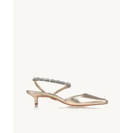 Slingback Salto Médio Metalizado Ouro Light