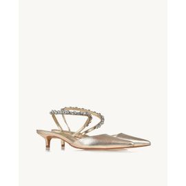 Slingback Salto Médio Metalizado Ouro Light