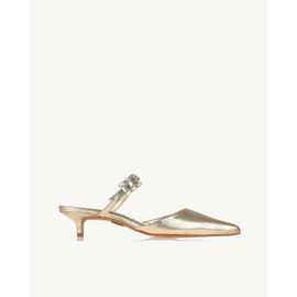 Slingback Salto Médio Metalizado Ouro Light