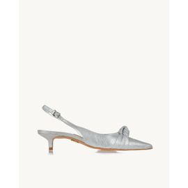 Slingback Salto Médio Stoned Silver