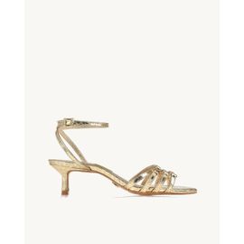 Sandália Salto Médio Snake Gold