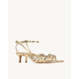 Sandália Salto Médio Snake Gold