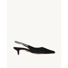 Slingback Salto Médio Chamois Preta