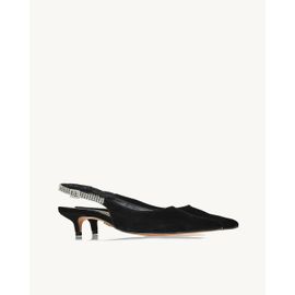 Slingback Salto Médio Chamois Preta