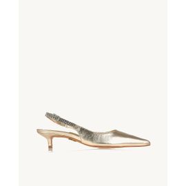 Slingback Salto Médio Metalizado Ouro Light
