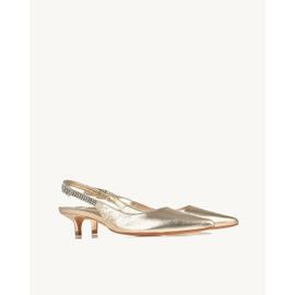 Slingback Salto Médio Metalizado Ouro Light
