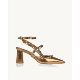Slingback Salto Médio Metalizado Old Gold