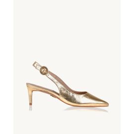 Slingback Salto Médio Metalizado Or
