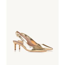 Slingback Salto Médio Metalizado Or
