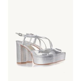 Meia Pata Salto Alto Craqueler Silver