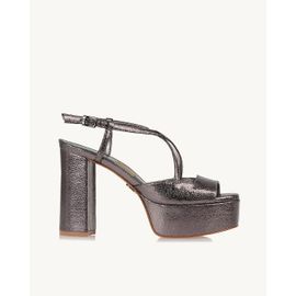 Meia Pata Salto Alto Craqueler Old Silver
