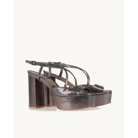 Meia Pata Salto Alto Craqueler Old Silver