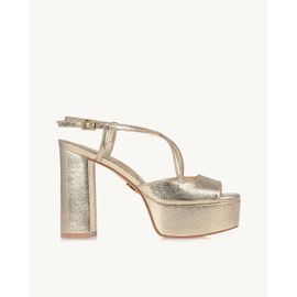 Meia Pata Salto Alto Craqueler Ouro Light