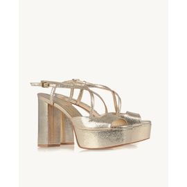 Meia Pata Salto Alto Craqueler Ouro Light