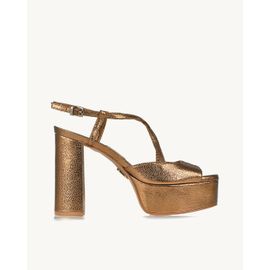 Meia Pata Salto Alto Craqueler Old Gold