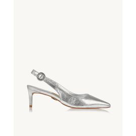 Slingback Salto Médio Metalizado Silver