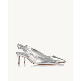 Slingback Salto Médio Metalizado Silver