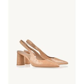 Slingback Salto Médio Aligator Pele