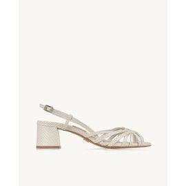 Sandália Salto Médio Serpiente Off White