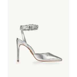 Slingback Salto Alto Metalizado Silver