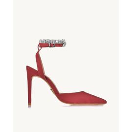 Slingback Salto Alto Satin Scarlet