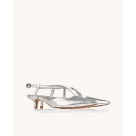Slingback Salto Médio Craqueler Silver