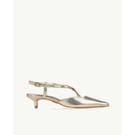 Slingback Salto Médio Craqueler Ouro Light