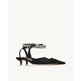 Slingback Salto Médio Chamois Preta