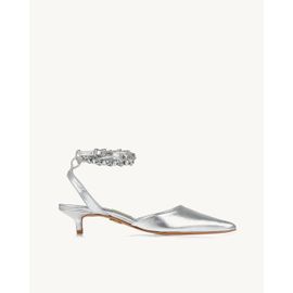Slingback Salto Médio Metalizado Silver